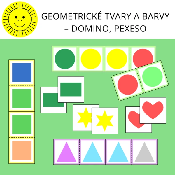 GEOMETRICKÉ TVARY A BARVY – DOMINO, PEXESO 1