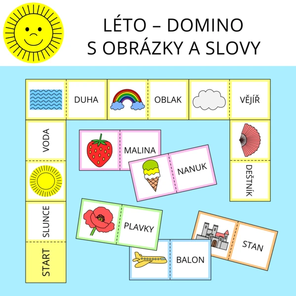 LÉTO - DOMINO S OBRÁZKY A SLOVY 1