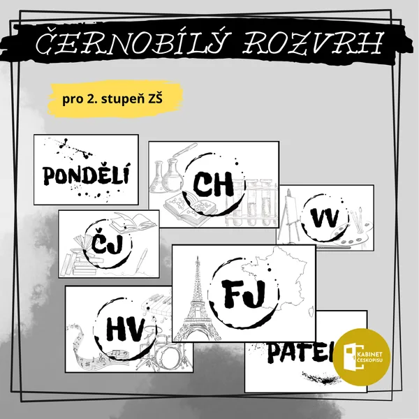 Rozvrh - černobílá výzdoba 1