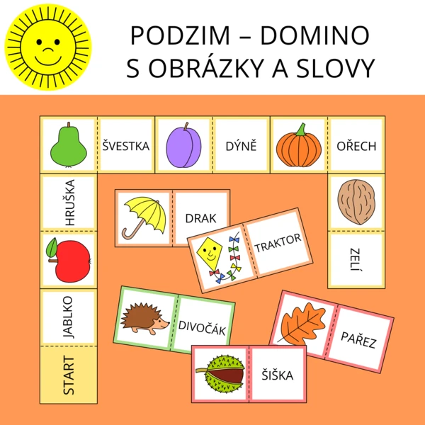 PODZIM - DOMINO S OBRÁZKY A SLOVY 1