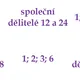 Společný dělitel - pexeso, pracovní list  4
