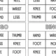 Body parts (části těla) - bingo 2