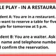 ROLE PLAY RESTAURANT HOTEL CONVERSATION CARDS 2
