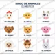 Bingo de animales – španělské bingo na procvičení názvů zvířat 3