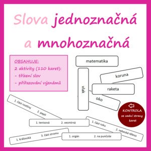 Slova jednoznačná a mnohoznačná (2 aktivity)