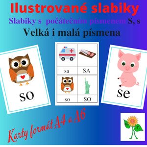 Ilustrované slabiky s písmenem S, s