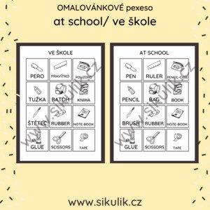 At school/ ve škole omalovánkové pexeso