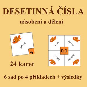 Desetinná čísla - násobení a dělení (slož ze 4 karet výsledek)