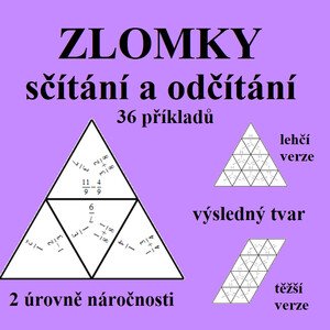 Trimino ZLOMKY - sčítání, odčítání - 2 sady různé náročnosti