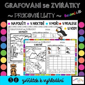 GRAFOVÁNÍ SE ZVÍŘÁTKY - pracovní listy