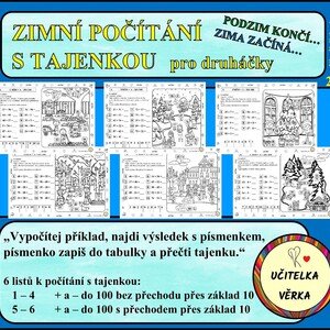 ZIMNÍ POČÍTÁNÍ S OBRÁZKEM A TAJENKOU pro druháčky