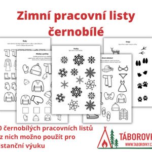 Zimní pracovní listy černobílé