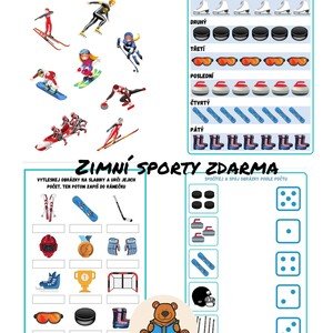 Zimní sporty - pracovní listy