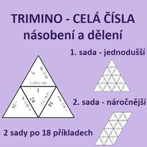 Celá čísla - násobení a dělení - 2 sady (2 úrovně obtížnosti)
