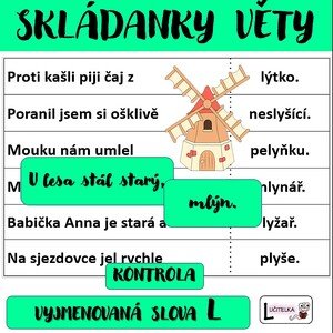 Skládanky - věty na vyjmenovaná slova po L