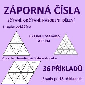 Trimino – záporná čísla (základní početní operace) – 2 sady