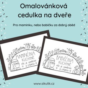 Omalovánková cedulka na dveře Maminčina a babiččcina kuchyně