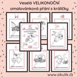 Veselá VELIKONOČNÍ omalovánková přání s králíčky