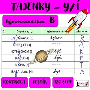 Tajenky = vesmír (vyjmenovaná slova po B) 