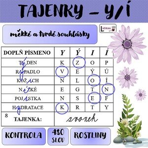 Tajenky = rostliny (měkké a tvrdé souhlásky)
