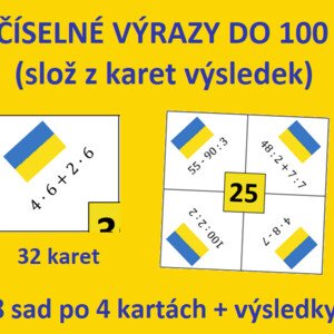 ČÍSELNÉ VÝRAZY do 100 (slož z karet výsledek)