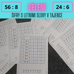 Dělení - šifry s letními slovy v tajence