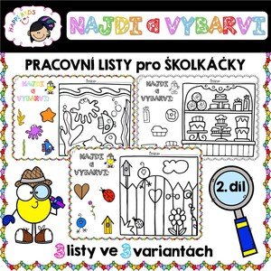 NAJDI a VYBARVI 2 - pracovní listy pro školkáčky