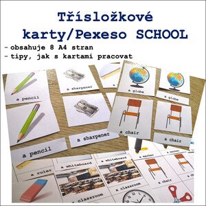Třísložkové karty/Pexeso School (Škola)