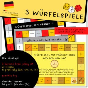3 Würfelspiele (Verben und Präpositionen)