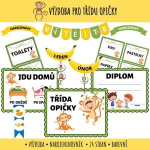 Výzdoba a narozeninovník - třída Opičky