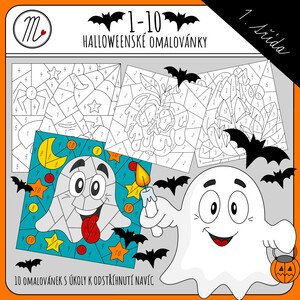 Halloweenské omalovánky s číslicemi 1-10