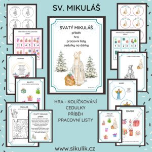 SVATÝ MIKULÁŠ příběh, hra, pracovní listy, cedulky na dárky