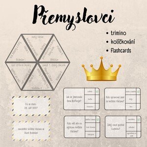 Přemyslovci - trimino, flashcards, kolíčkování