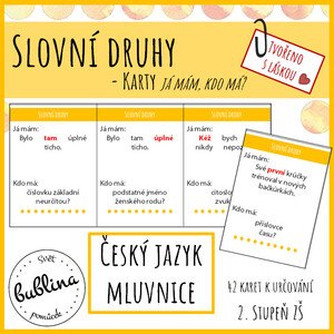 Určování slovních druhů – karty já mám, kdo má?