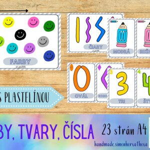 Plastelína, Barvy, Tvary, Čísla, Podložky pod plastelínu, Hra s plastelínou