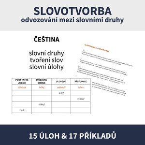 SLOVOTVORBA - odvozování mezi slovními druhy, slovní úlohy