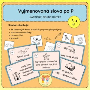 Vyjmenovaná slova po P - běhací diktát, kartičky
