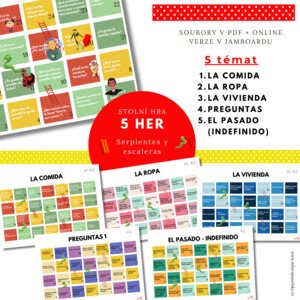5 deskových her ve španělštině (žebříky a hadi)
