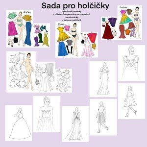 Sada pro holčičky - panenky, omalovánky, šaty k vystřižení, 16 listů