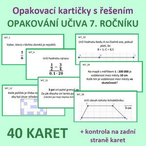 Opakovací kartičky s řešením - OPAKOVÁNÍ UČIVA 7. ROČNÍKU
