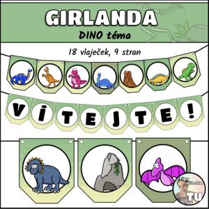 Girlanda, výzdoba třídy - dino téma