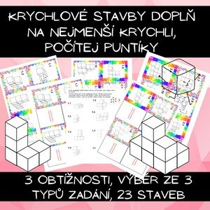 Prostorová představivost - krychlové stavby doplň na krychli, počítej puntíky