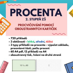 Procenta - oboustranné kartičky