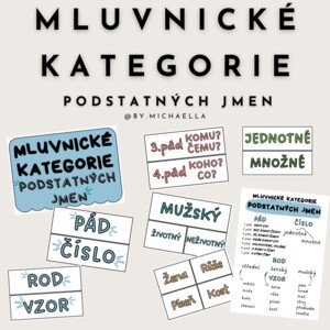 Mluvnické kategorie podstatných jmen - přehled, kartičky, výzdoba