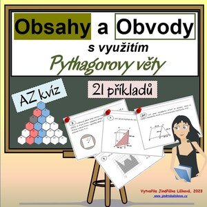AZ kvíz - obvody a obsahy s využitím Pythagorovy věty
