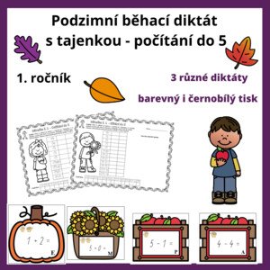 Podzimní běhací diktát s tajenkou - počítání do 5