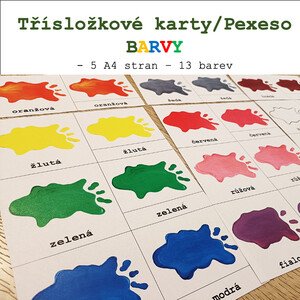 Třísložkové karty/Pexeso - Barvy