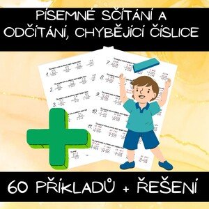Písemné sčítání a odčítání do 100 000, chybějící číslice