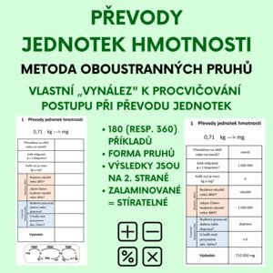 Převody jednotek hmotnosti - metoda pruhů