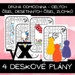 Druhá odmocnina - přirozených čísel, desetinných čísel, zlomků